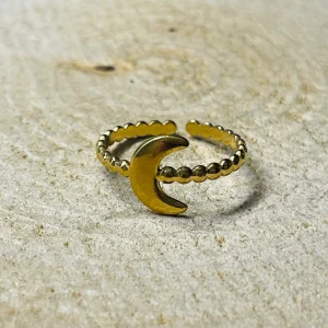 Bague en plaqué or Lune , Taille 54-63 (réglable)