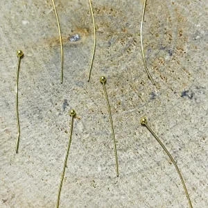 Lot de 20 Tiges clous à tête dorées pour perles