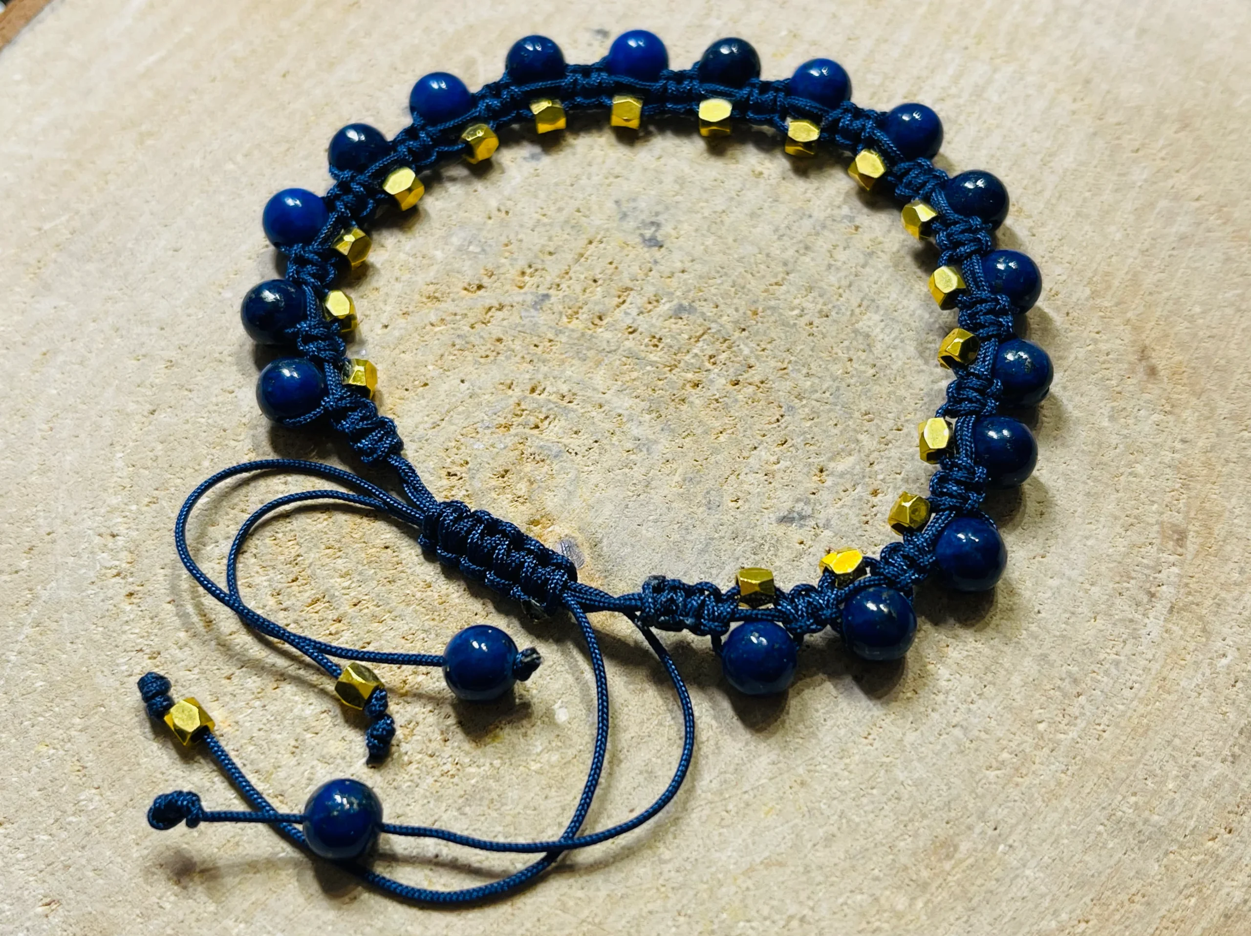 Lot de 5 Bracelets réglables en perles naturelles en Lapis-lazuli (50) – Image 3