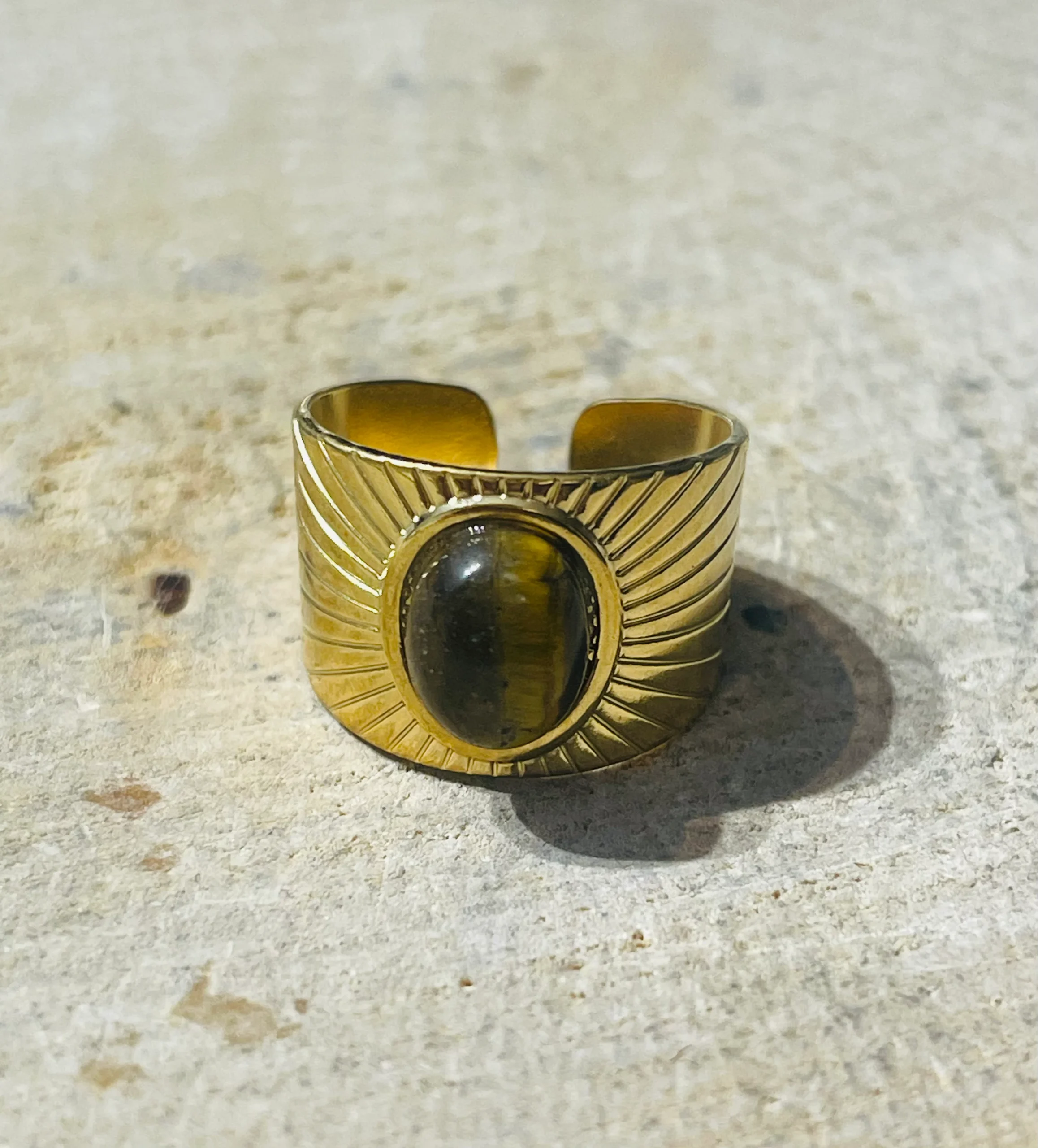 Bague avec œil de tigre, taille réglable (55-58) – Image 3
