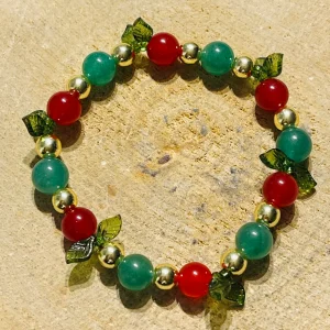 Lot de 5 Bracelets de perles en pierres naturelles en Jade et Aventurine verte (96)