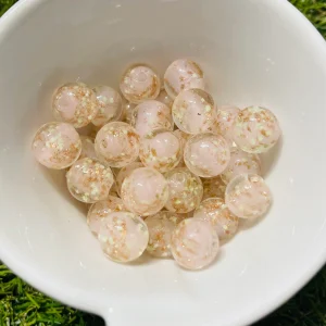 Lot de Perles Lumineuses en verre rose et paillettes dorées en 12 mm pour bracelet