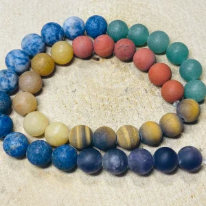 Fil de Perles naturelles 7 Chakras mat en 10 mm
