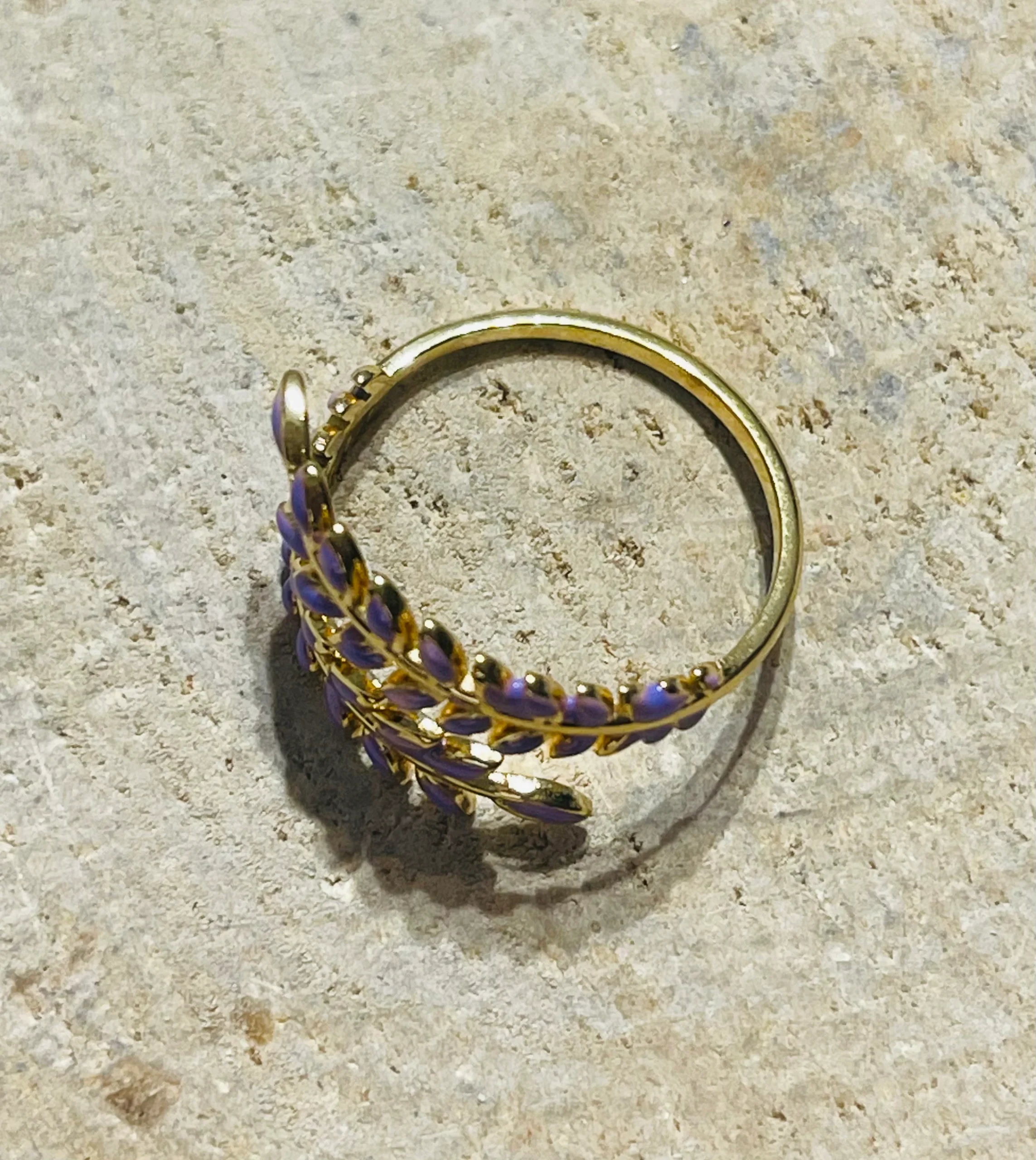 Bague feuille violette, taille réglable – Image 4