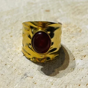 Bague sertie d´une cornaline, taille réglable