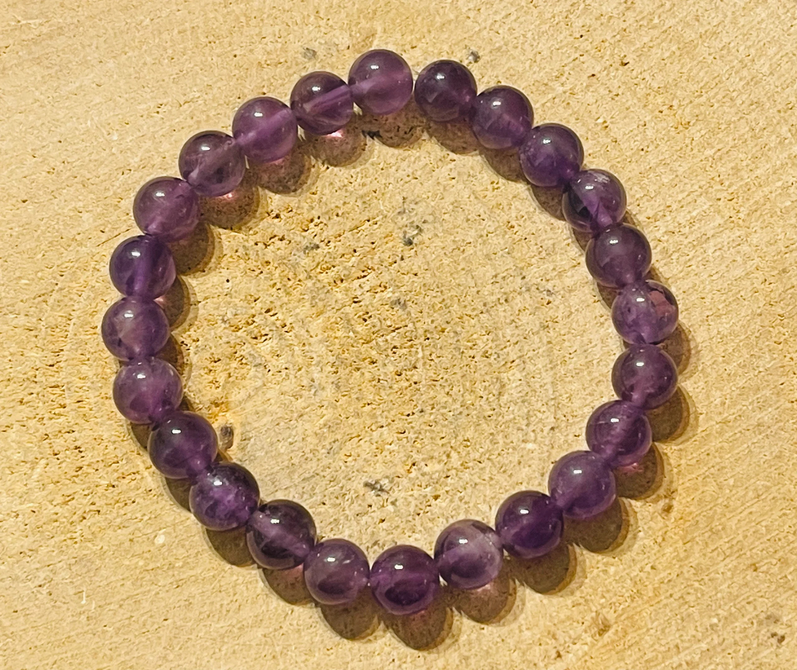 Lot de 5 Bracelets en perles naturelles en Améthyste 8 mm (42)