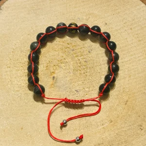 Lot de 5 Bracelets réglables en perles naturelles en Œil de faucon et Obsidienne OM (32)