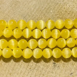 Perles naturelles en Sélénite jaune du Canada en 8 mm