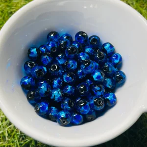 Lot de Perles Lumineuses en verre bleues 8 mm pour bracelet