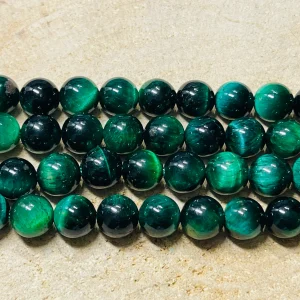 Perles en pierre naturelle en Oeil de Tigre vert en 8 mm