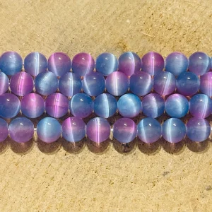 Perles en pierre naturelle en Sélénite bleue violette du Canada en 8 mm