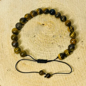 Lot de 5 Bracelets réglables en perles naturelles Oeil de tigre (23)