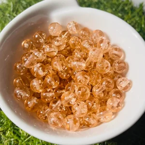 Lot de Perles Lumineuses en verre orange / saumon 8 mm pour bracelet