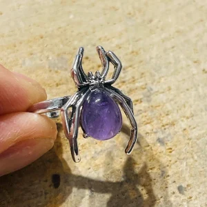 Bague Araignée en Amethyste , Taille 53-59 (réglable)