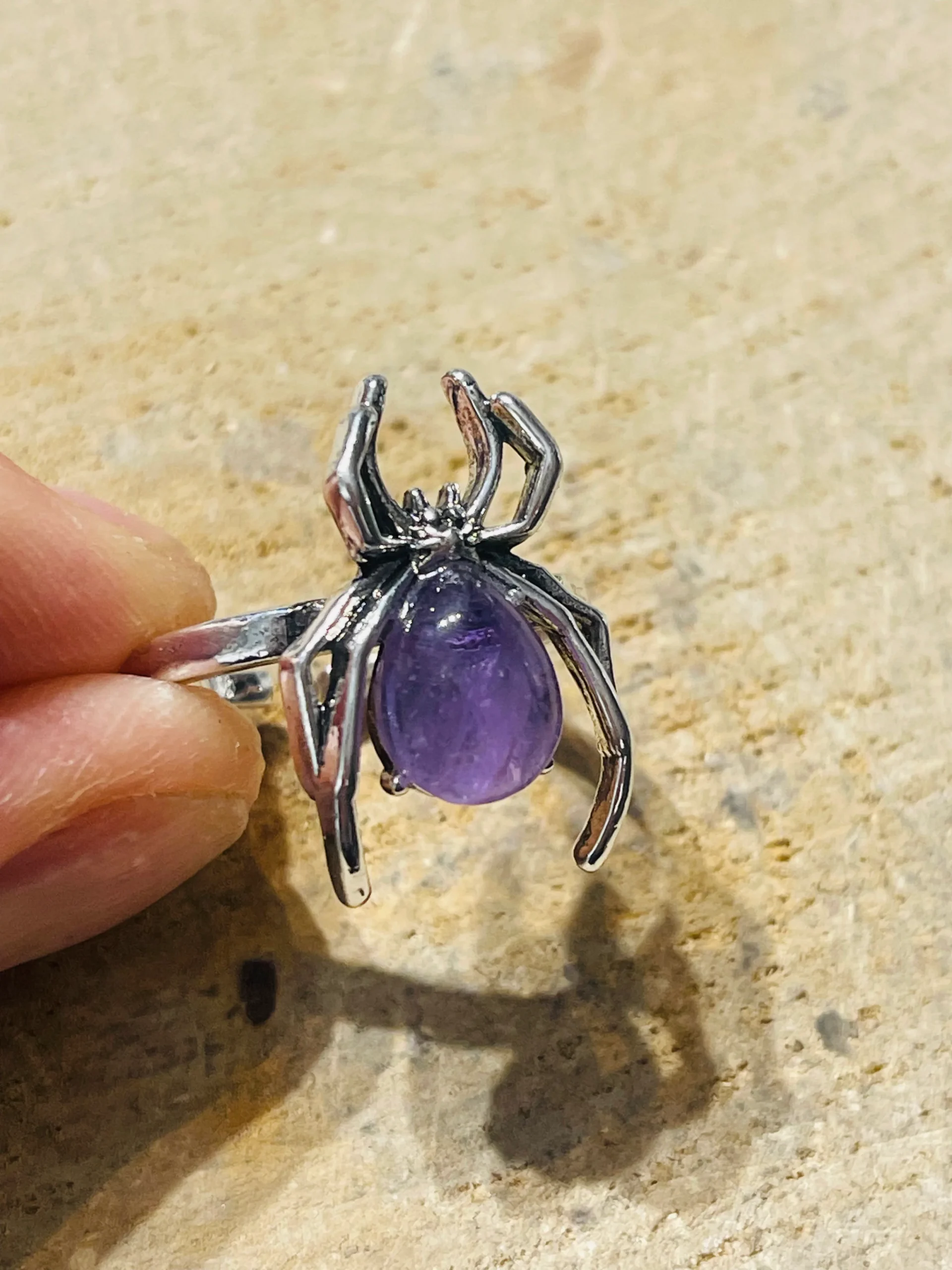Bague Araignée en Amethyste , Taille 53-59 (réglable)