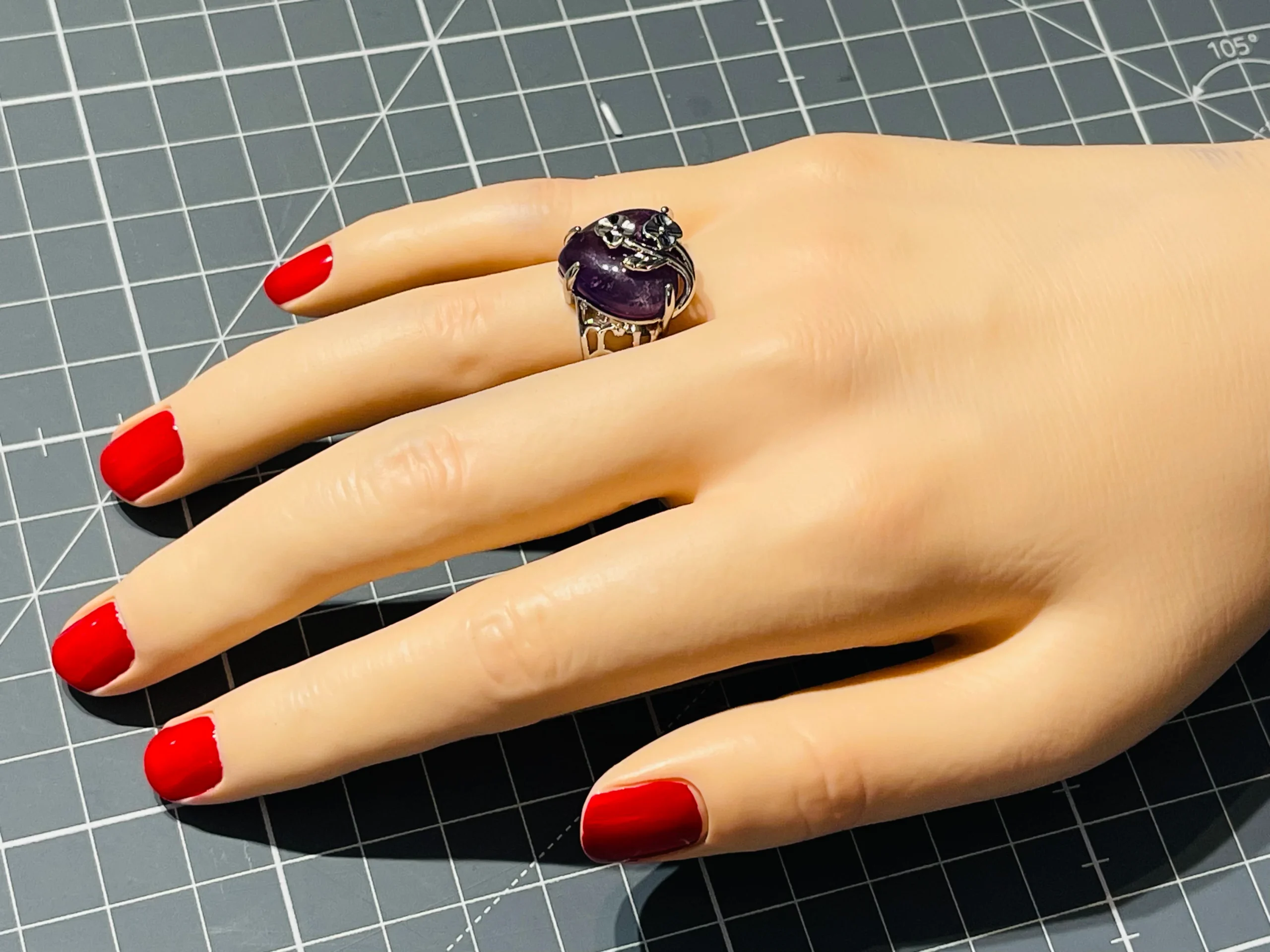 Bague Coeur en Amethyste, Taille réglable – Image 4