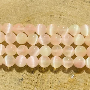 Perles naturelles en Sélénite rose jaune clair du Canada en 8 mm