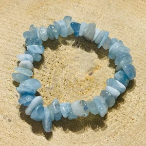 Lot de 5 Bracelets en perles naturelles en Aigue marine (66)