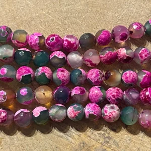 Perles en pierre naturelle en Agate rose et verte facettée en 8 mm