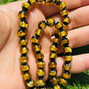 Lot de Perles Lumineuses en verre jaunes 8 mm pour bracelet