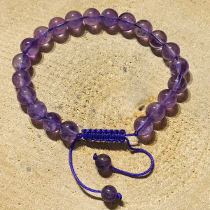 Lot de 5 Bracelets réglables en perles naturelles en Améthyste (3)