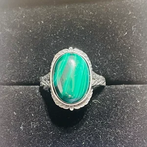 Bague en Argent 925 sertie d’une Malachite, Taille réglable