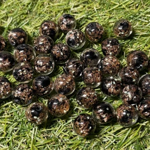 Lot de Perles Lumineuses en verre noires et paillettes rosées en 12 mm pour bracelet