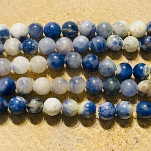 Perles en pierre naturelle en Sodalite bleue et blanche en 6 mm