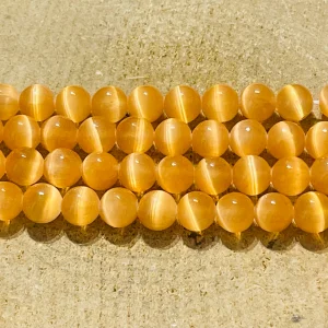 Perles naturelles en Sélénite orange du Canada en 8 mm