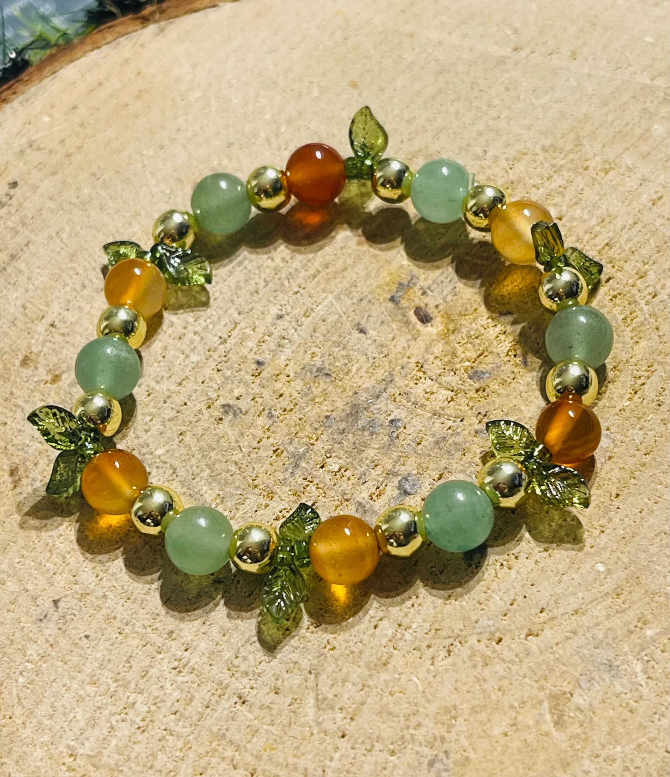 Lot de 5 Bracelets de perles en pierres naturelles en Cornaline et Aventurine verte (94) – Image 3