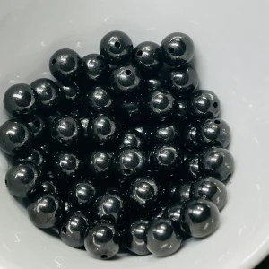 Lot de 10 Perles naturelles en Jais en 8 mm