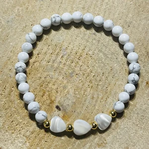 Lot de 5 Bracelets en pierre naturelle Howlite et Nacre (90)