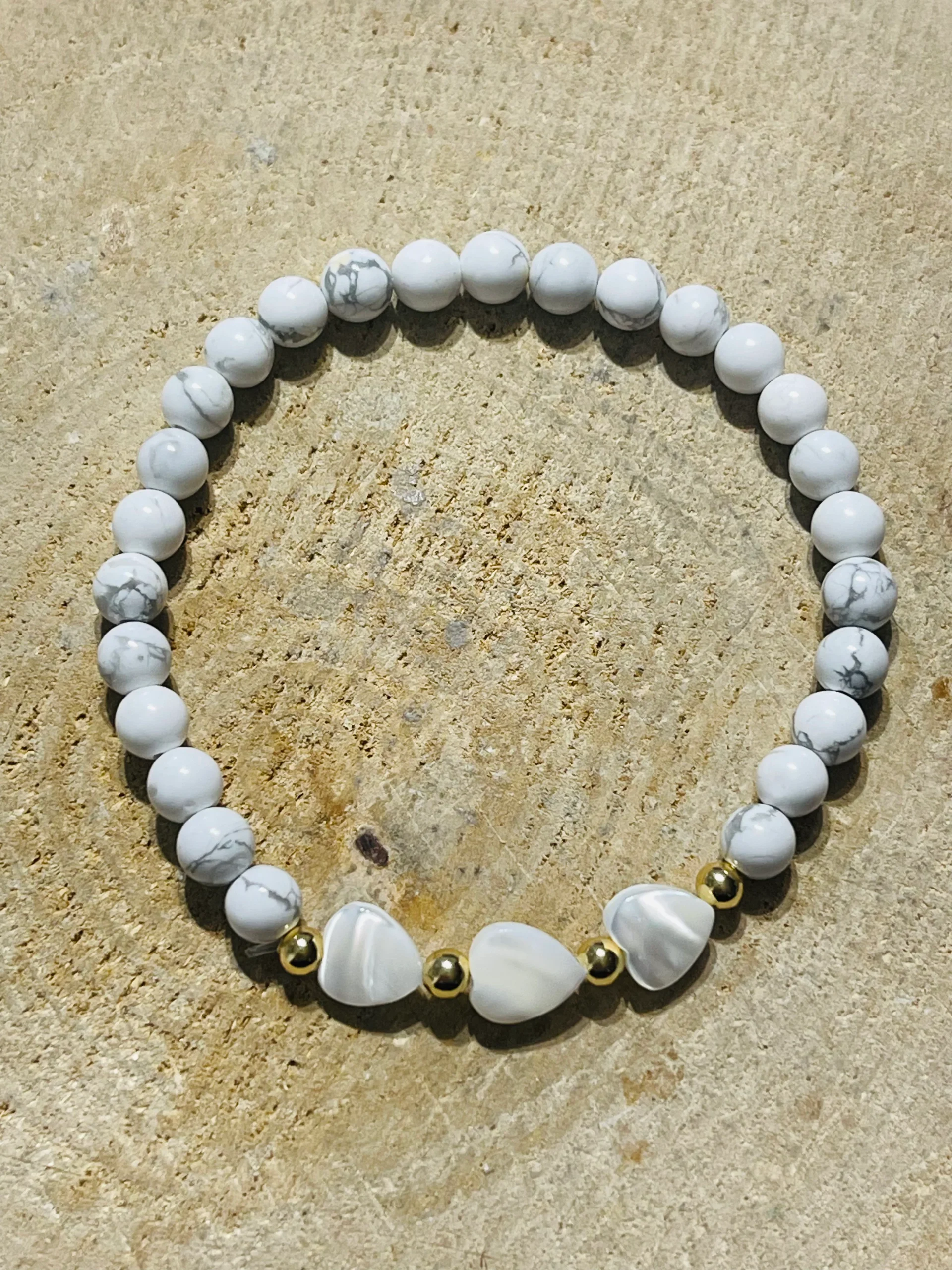 Lot de 5 Bracelets en pierre naturelle Howlite et Nacre (90)