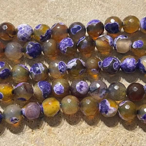 Perles en pierre naturelle en Agate violette facettée en 8 mm