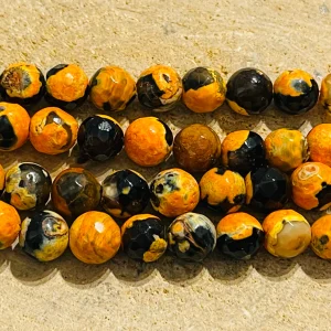 Perles naturelles en Agate de feu facettée en 8 mm