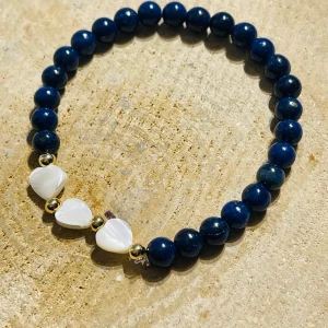 Lot de 5 Bracelets en pierre naturelle Lapis lazuli et Nacre (89)