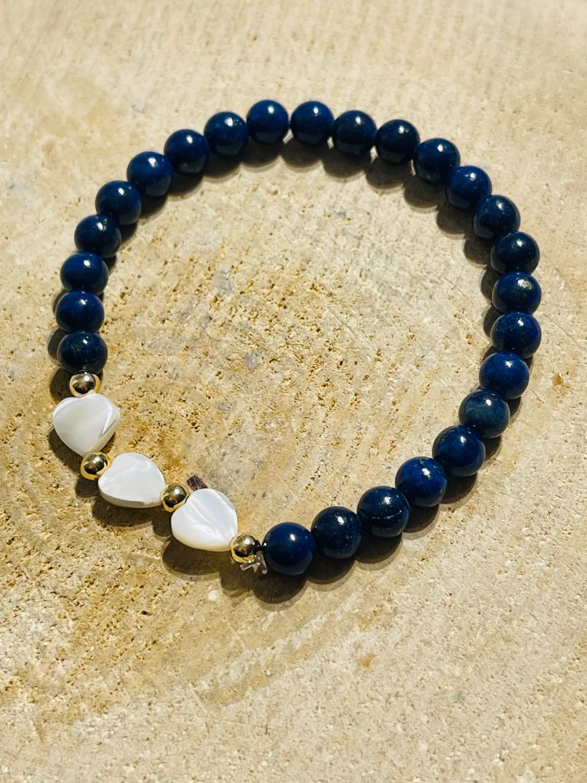 Lot de 5 Bracelets en pierre naturelle Lapis lazuli et Nacre (89)