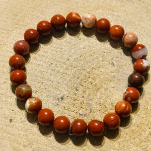 Lot de 5 Bracelets en perles naturelles en Jaspe rouge 8 mm (70)