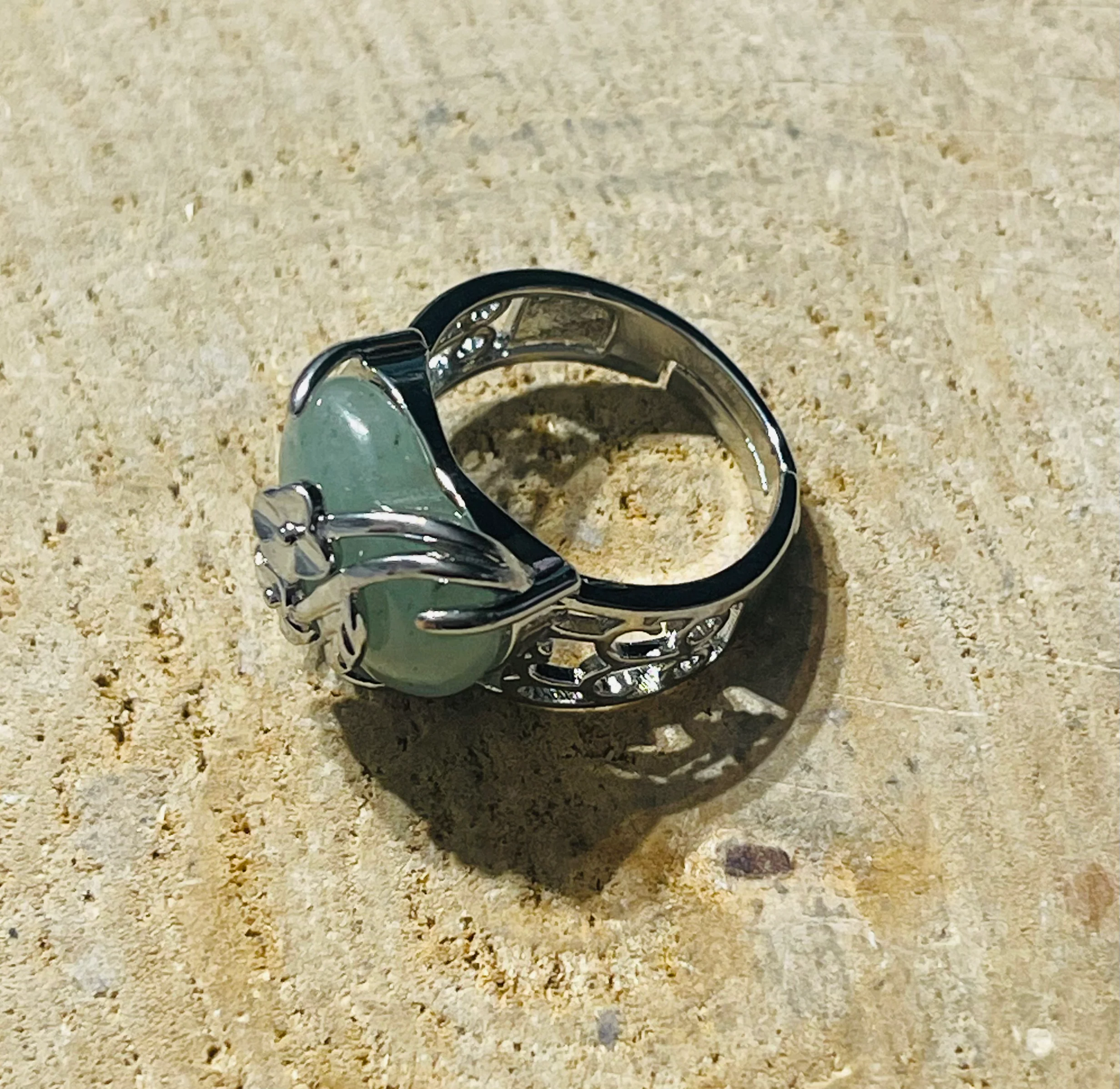 Bague Coeur en Aventurine verte, Taille 54-59 (réglable) – Image 4