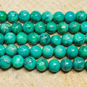 Perles naturelles en Marbre vert en 6 mm