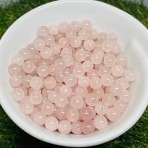 Lot de 20 Perles en pierre naturelle en Quartz rose de Madagascar en 6 mm