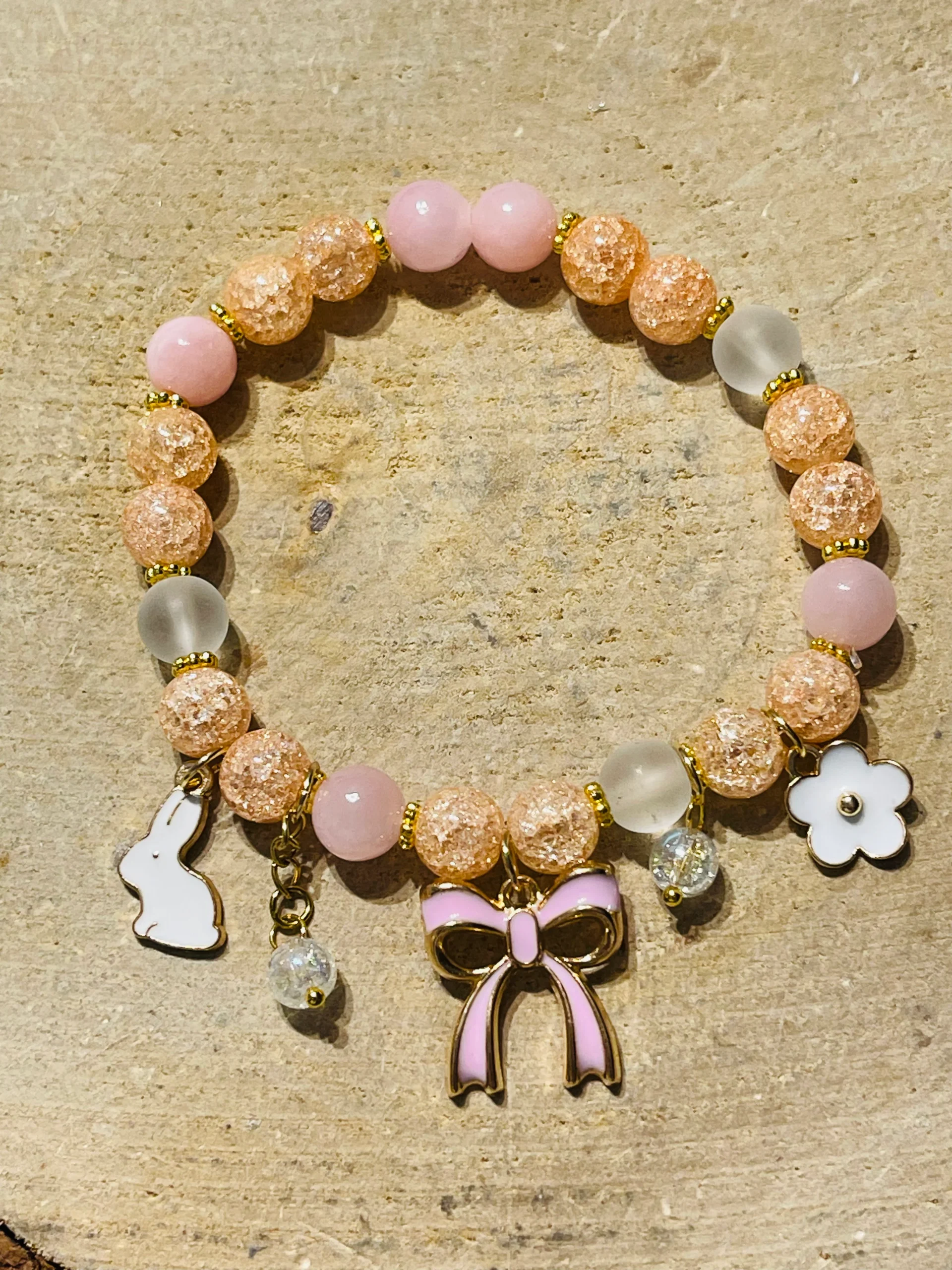 Lot de 5 Bracelets de perles en pierre naturelle en Jade et breloques (100)