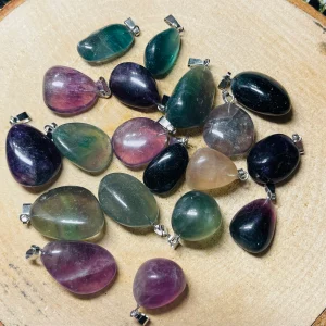Pendentif en Fluorite en pierre roulée