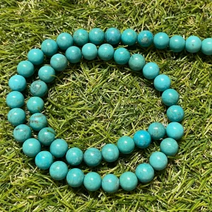 Perles naturelles en Turquoise du Nevada en 8 mm (lot de 10 perles)