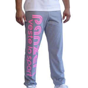 Jogging Homme – Uni H – Gris Chiné / Rose Fluo