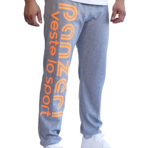 Jogging Homme – Uni H – Gris Chiné / Orange Fluo