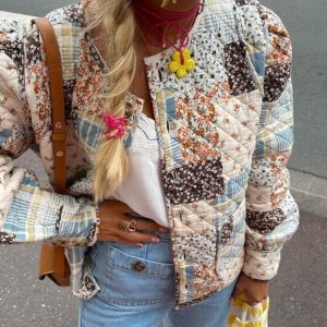 Veste Patchwork Automne en Tissu Recyclé avec Motifs Bohèmes
