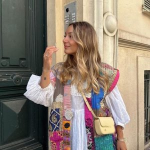 Veste Patchwork Bohème Multicolore Motifs Variés en Coton Léger