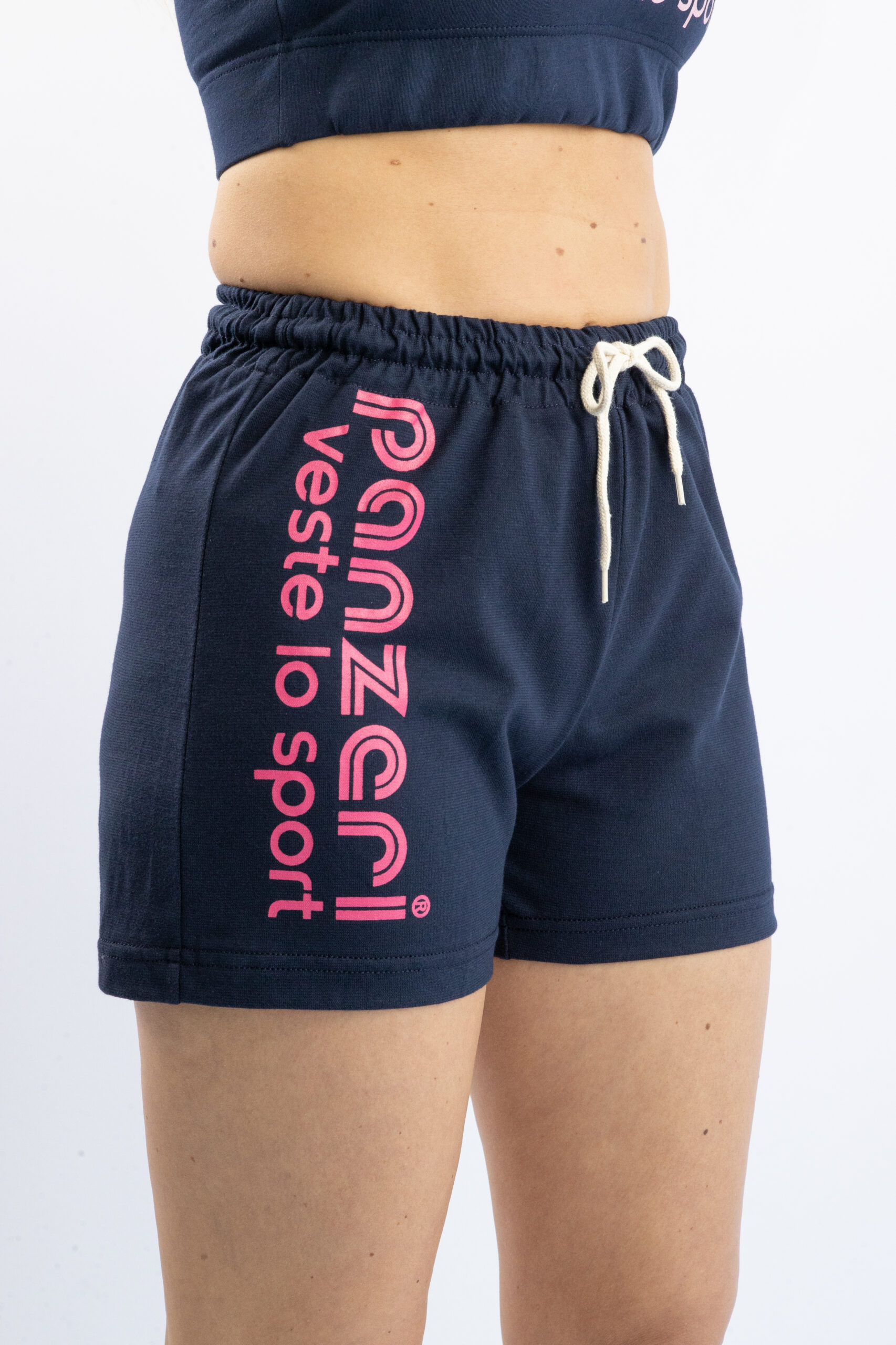 Short Femme – Uni A – Bleu Marine / Fuchsia – Image 2