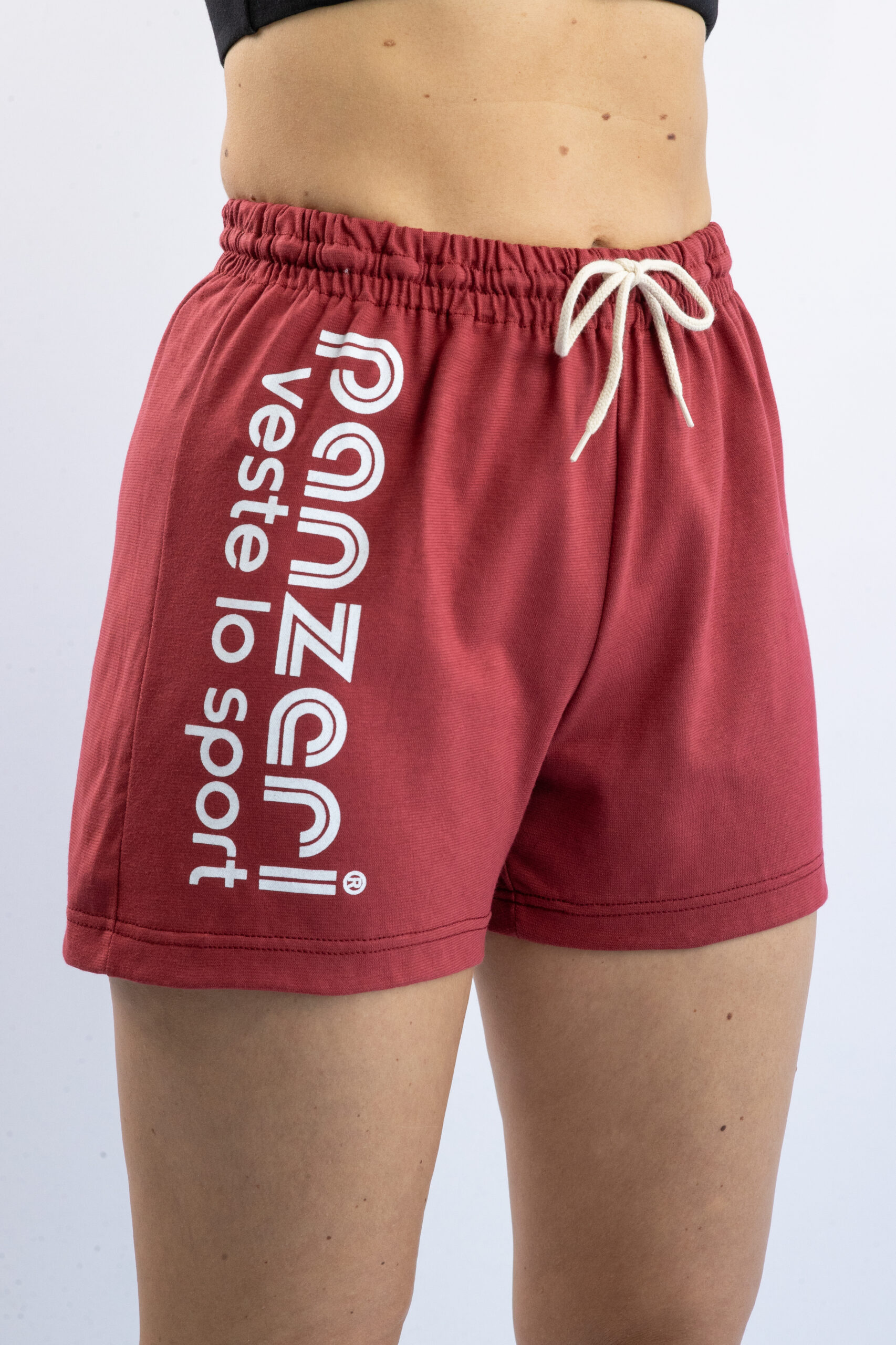 Short Femme – Uni A – Bordeaux / Blanc